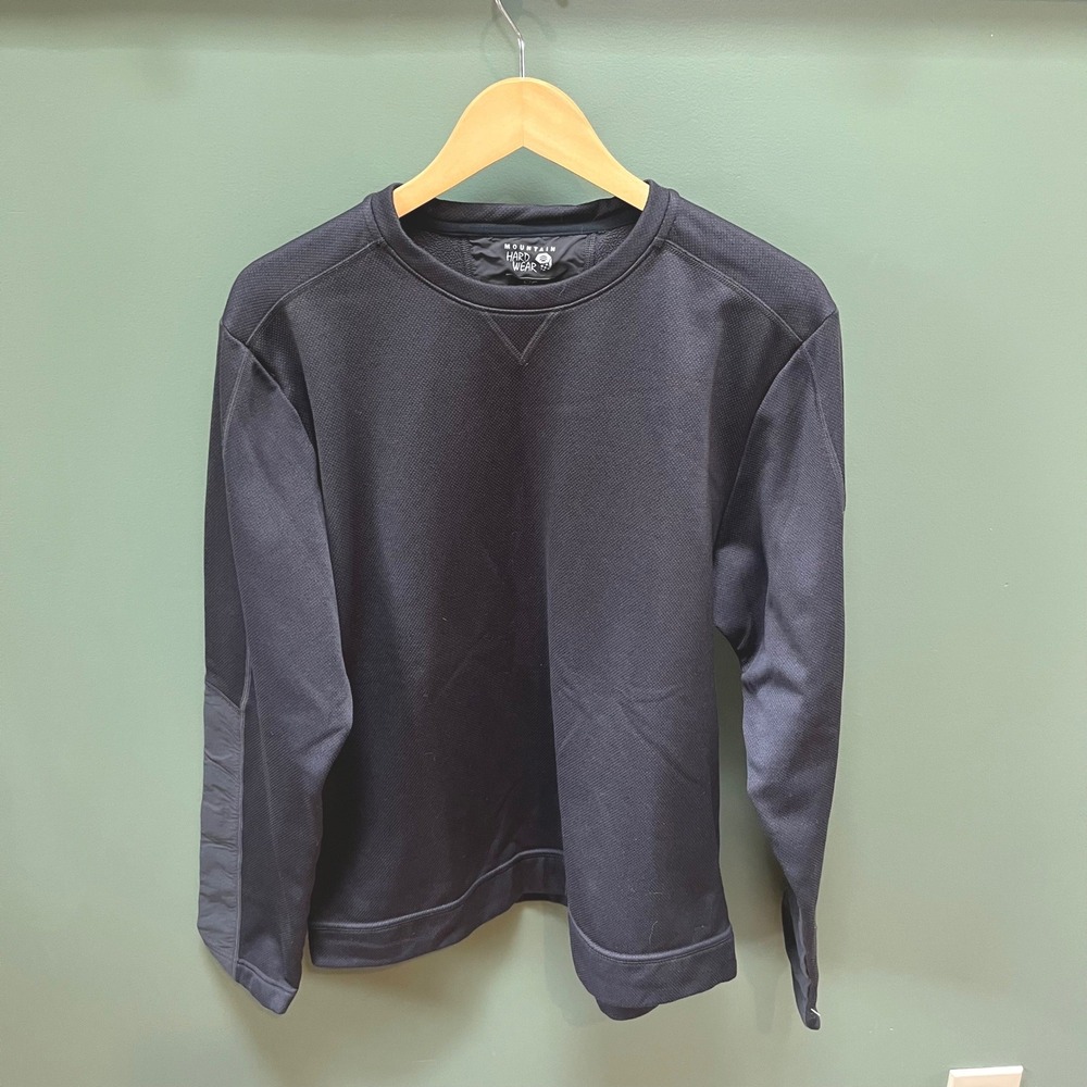 Mountain Hardwear Mens Black Grid Fleece Technical Pullover Crewneck Large